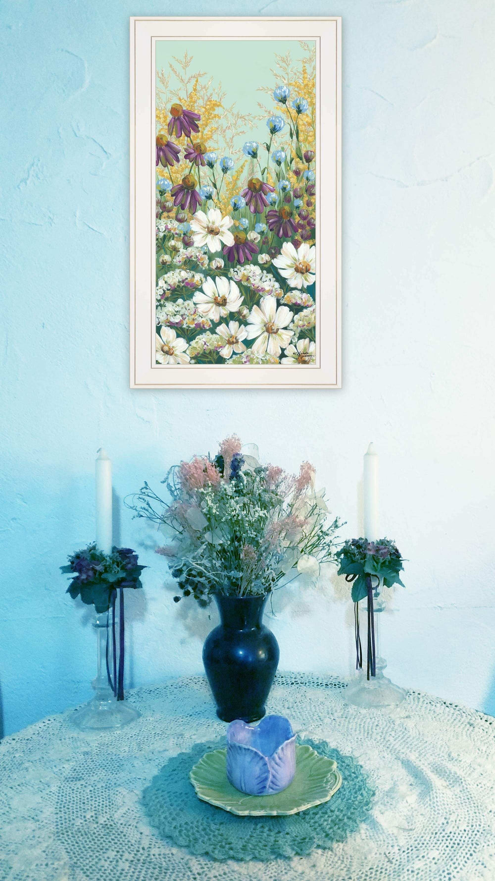 Floral Field Day White Framed Print Wall Art - Homeroots - Flyclothing LLC