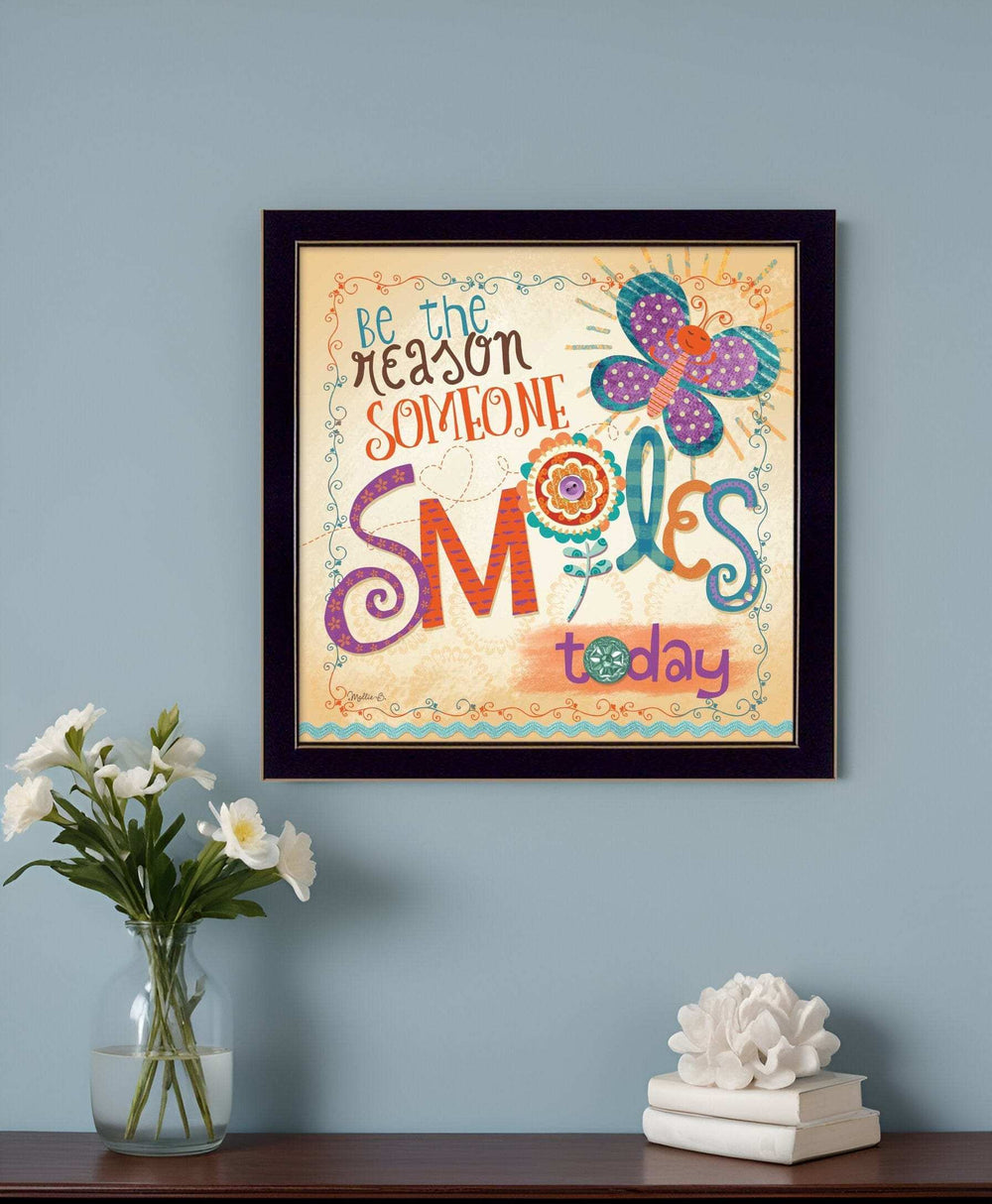 Be the Reason Someone Smiles Black Framed Print Wall Art - Homeroots - Flyclothing LLC