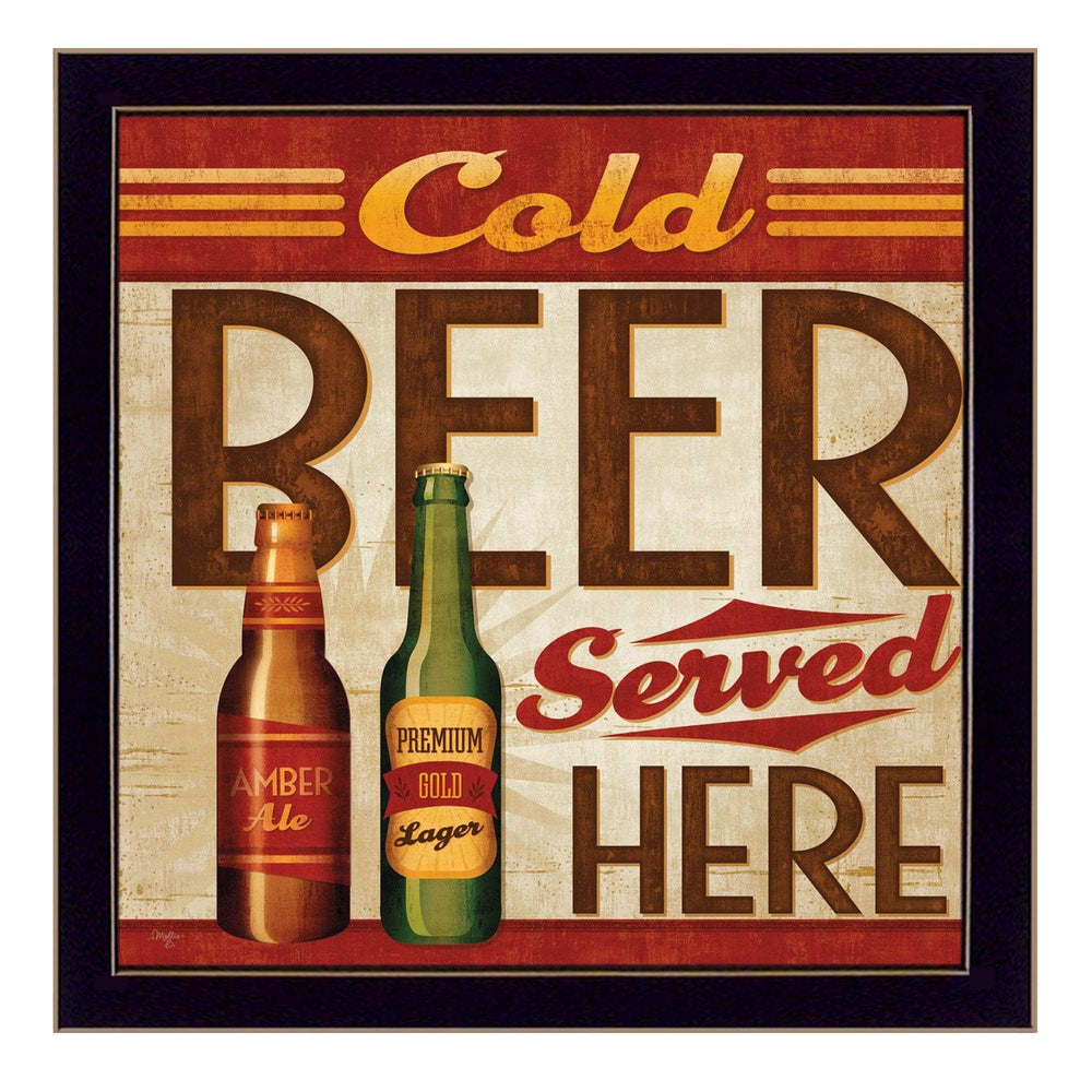 Cold Beer Served Here Black Framed Print Wall Art - Homeroots - Flyclothing LLC