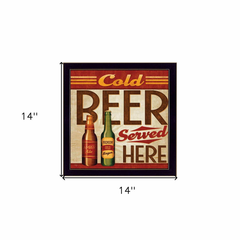 Cold Beer Served Here Black Framed Print Wall Art - Homeroots - Flyclothing LLC