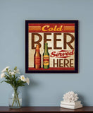 Cold Beer Served Here Black Framed Print Wall Art - Homeroots - Flyclothing LLC