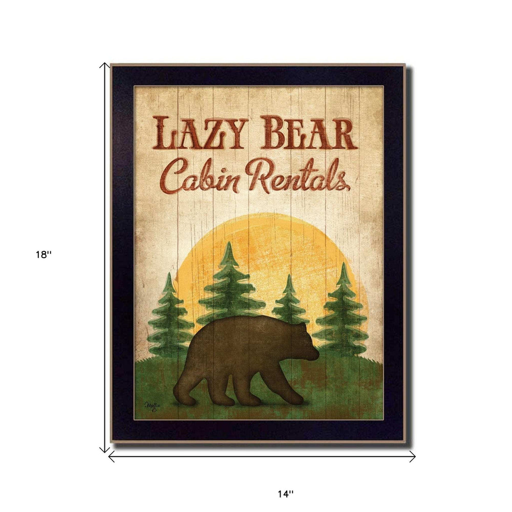 Lazy Bear 2 Black Framed Print Wall Art - Homeroots - Flyclothing LLC