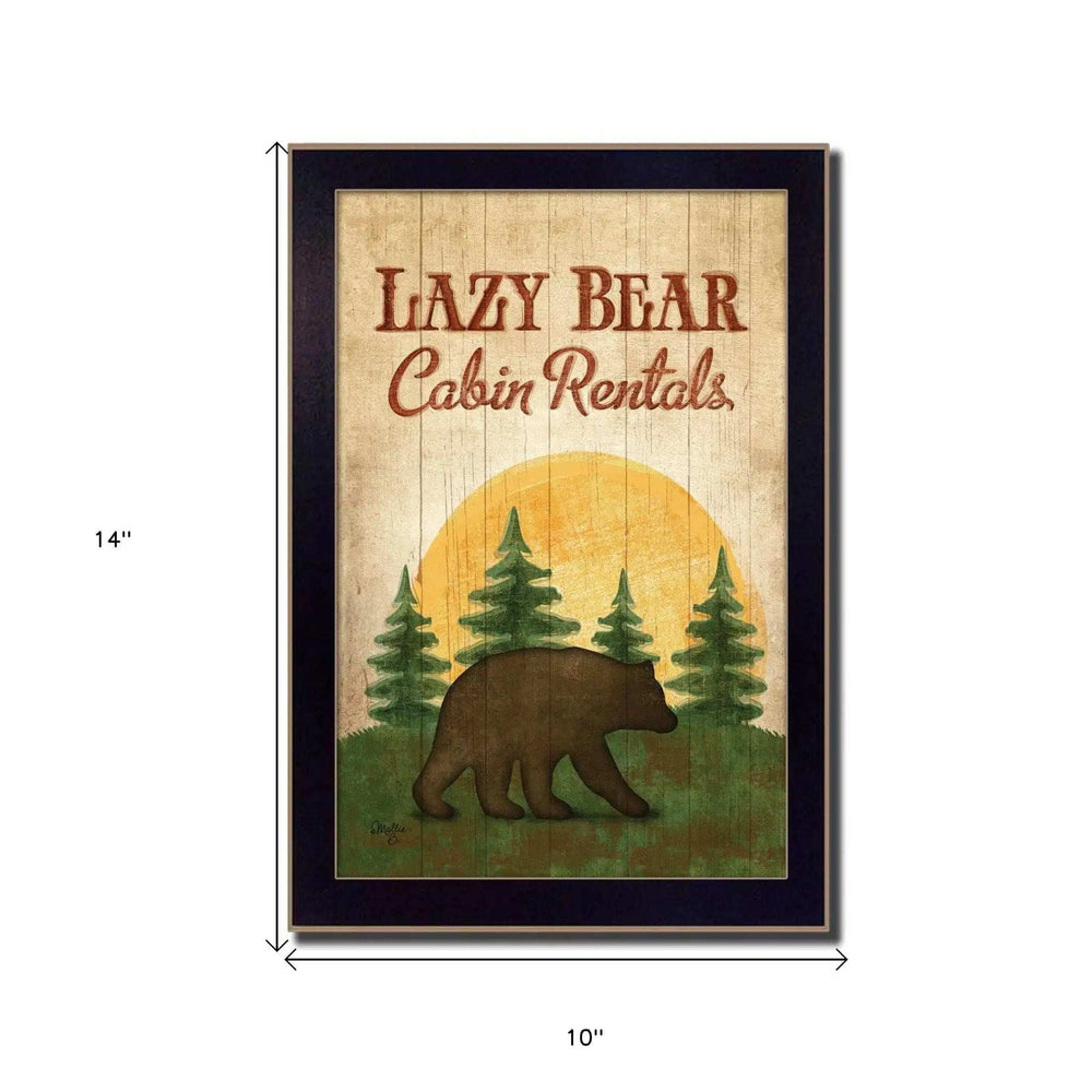 Lazy Bear 1 Black Framed Print Wall Art - Homeroots - Flyclothing LLC