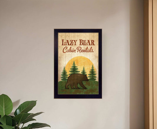 Lazy Bear 1 Black Framed Print Wall Art - Homeroots - Flyclothing LLC