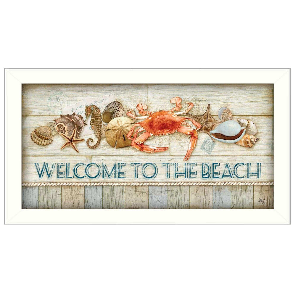 Welcome to the Beach White Framed Print Wall Art - Homeroots - Flyclothing LLC
