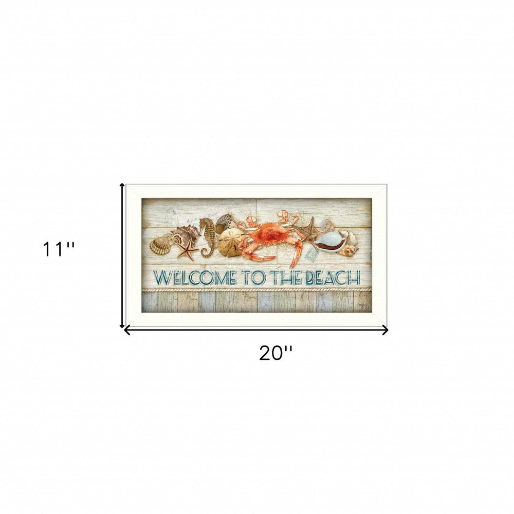 Welcome to the Beach White Framed Print Wall Art - Homeroots - Flyclothing LLC