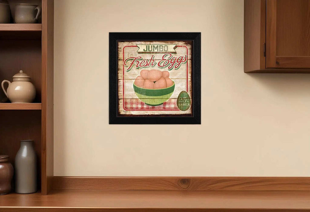 Jumbo Fresh Eggs Black Framed Print Wall Art - Homeroots - Flyclothing LLC