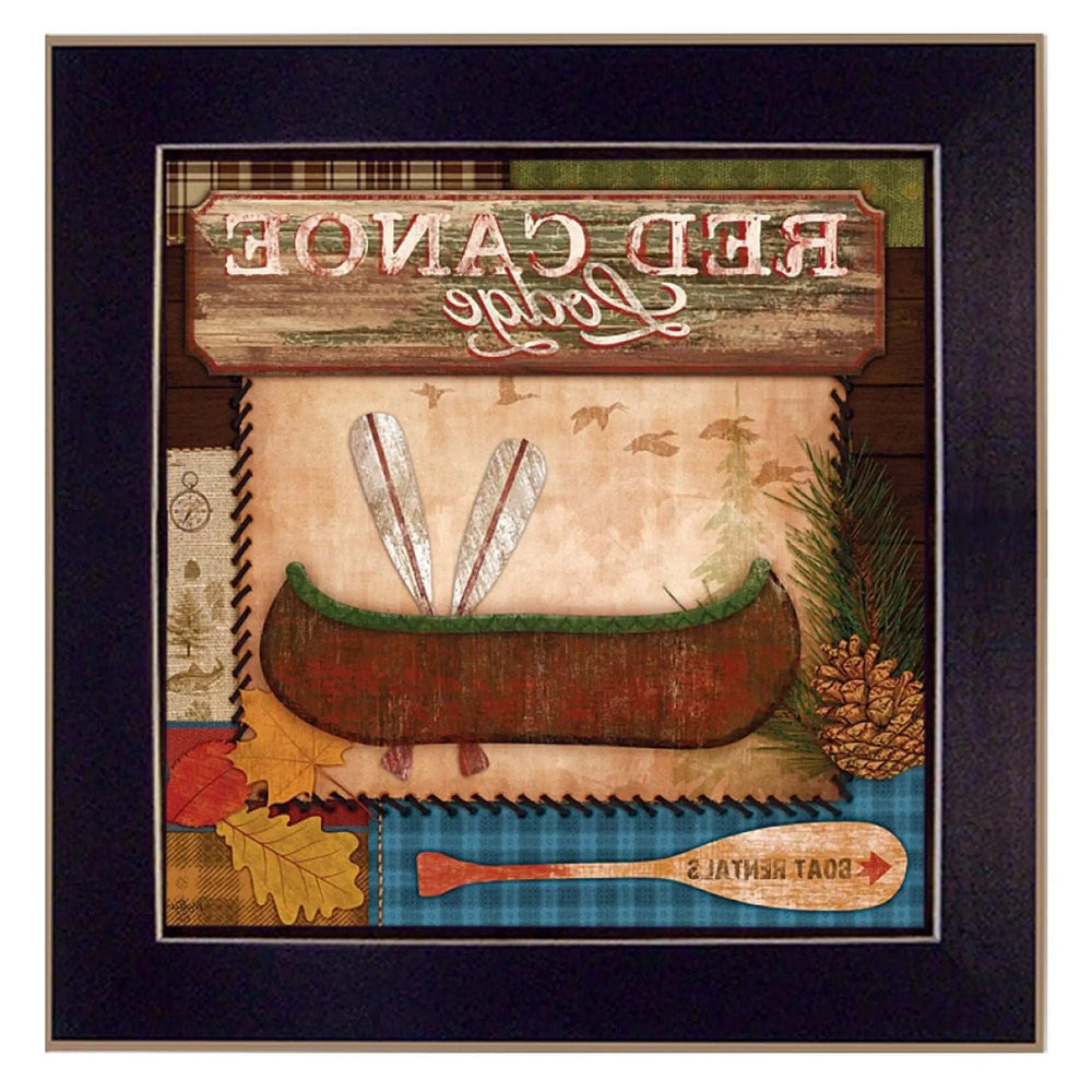Red Canoe Lodge 1 Black Framed Print Wall Art - Homeroots - Flyclothing LLC