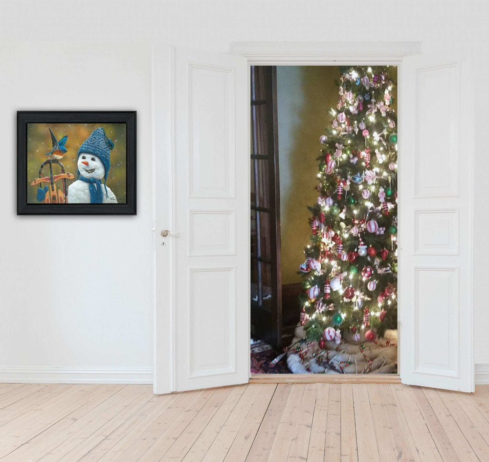 Snow Brother Snowman Black Framed Print Wall Art - Homeroots - Flyclothing LLC