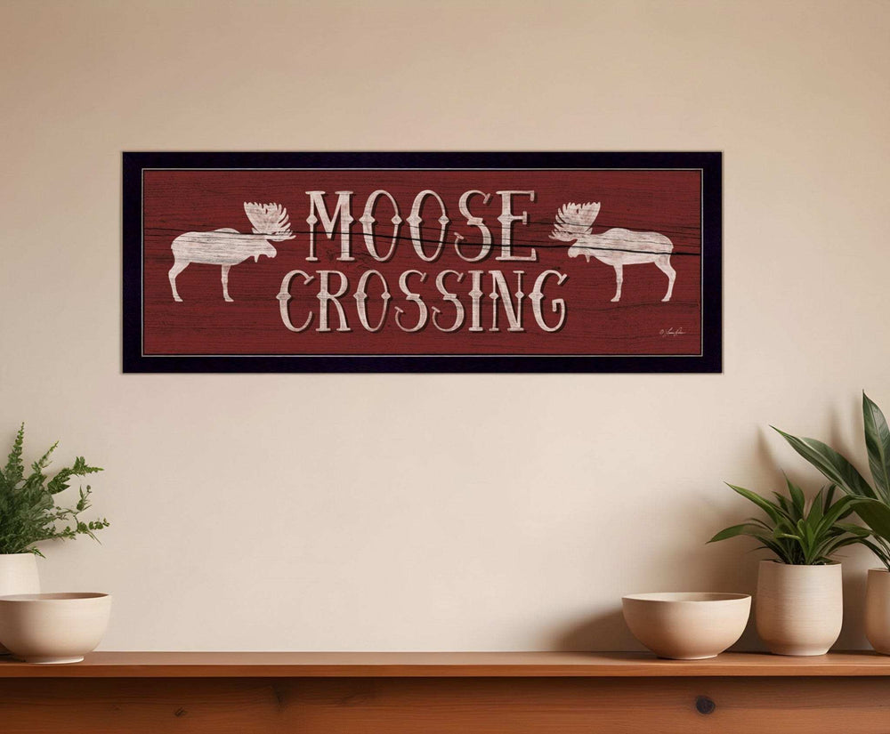 Moose Crossing Black Framed Print Wall Art - Homeroots - Flyclothing LLC