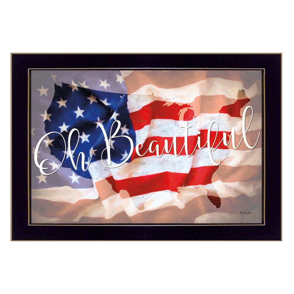 Oh Beautiful America Black Framed Print Wall Art - Homeroots - Flyclothing LLC