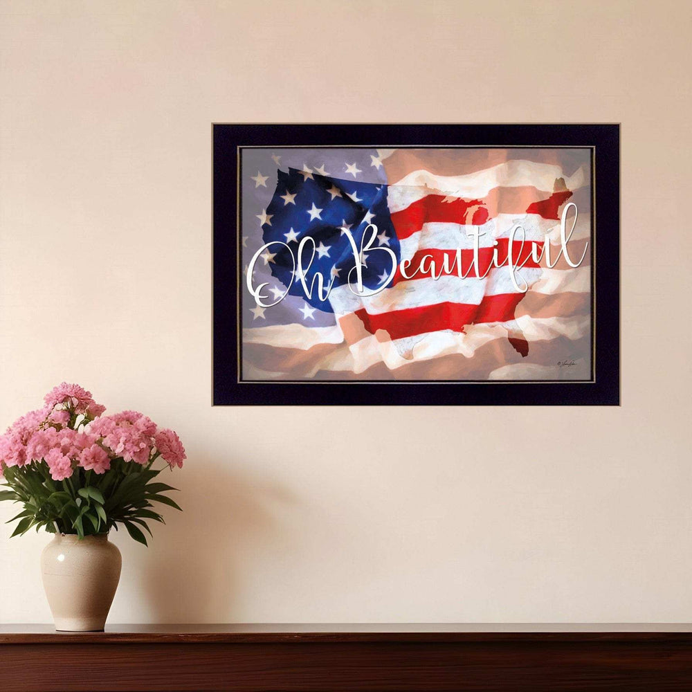 Oh Beautiful America Black Framed Print Wall Art - Homeroots - Flyclothing LLC