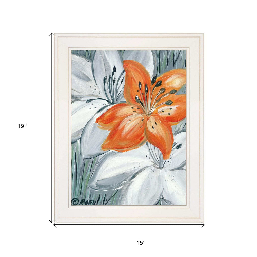 Tiger Lily in Orange 1 White Framed Print Wall Art - Homeroots - Flyclothing LLC