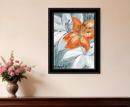 Tiger Lily in Orange 2 Black Framed Print Wall Art - Homeroots - Flyclothing LLC