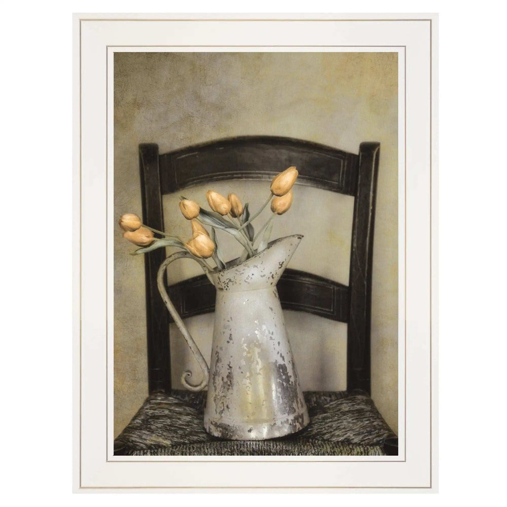 Golden Tulips 1 White Framed Print Wall Art - Homeroots - Flyclothing LLC