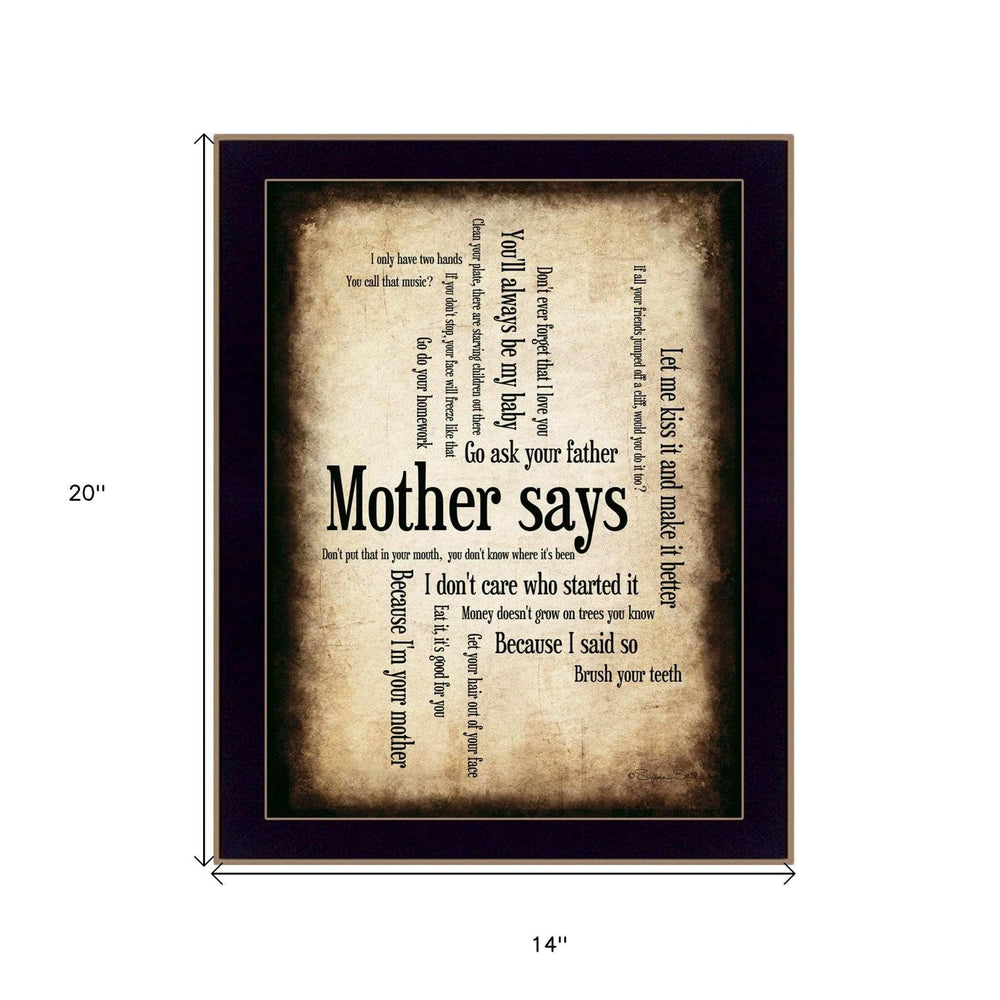 Mother Says 2 Black Framed Print Wall Art - Homeroots - Flyclothing LLC