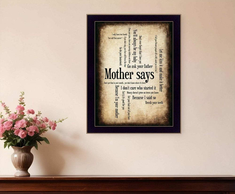 Mother Says 2 Black Framed Print Wall Art - Homeroots - Flyclothing LLC
