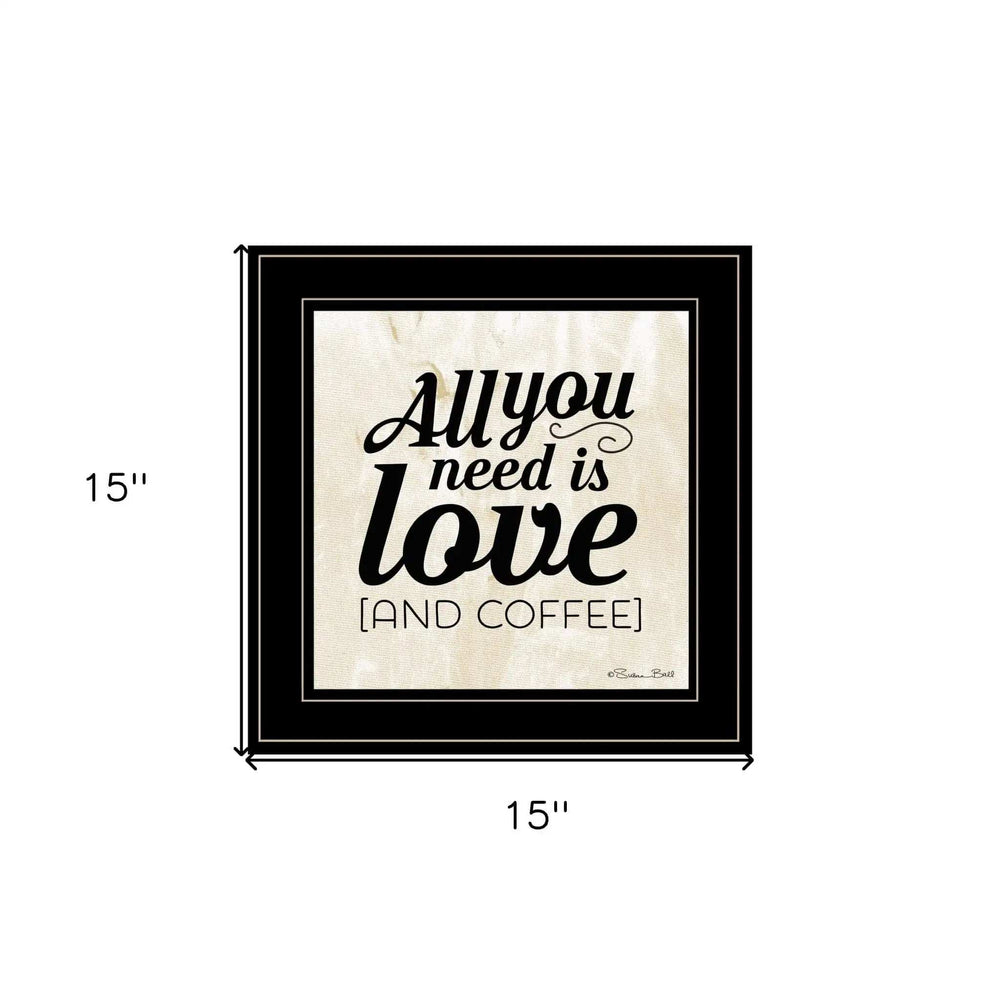All You Need is Love and Coffee 2 Black Framed Print Wall Art - Homeroots - Flyclothing LLC