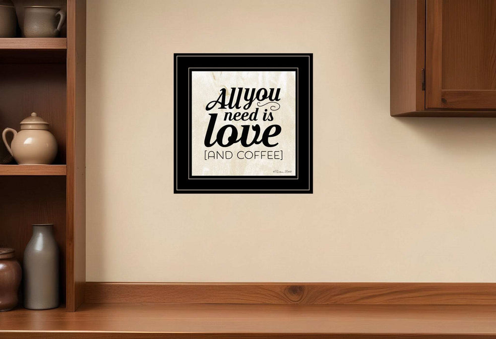 All You Need is Love and Coffee 2 Black Framed Print Wall Art - Homeroots - Flyclothing LLC