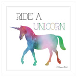 Ride a Unicorn White Framed Print Wall Art - Homeroots - Flyclothing LLC