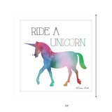 Ride a Unicorn White Framed Print Wall Art - Homeroots - Flyclothing LLC