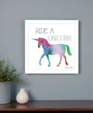 Ride a Unicorn White Framed Print Wall Art - Homeroots - Flyclothing LLC