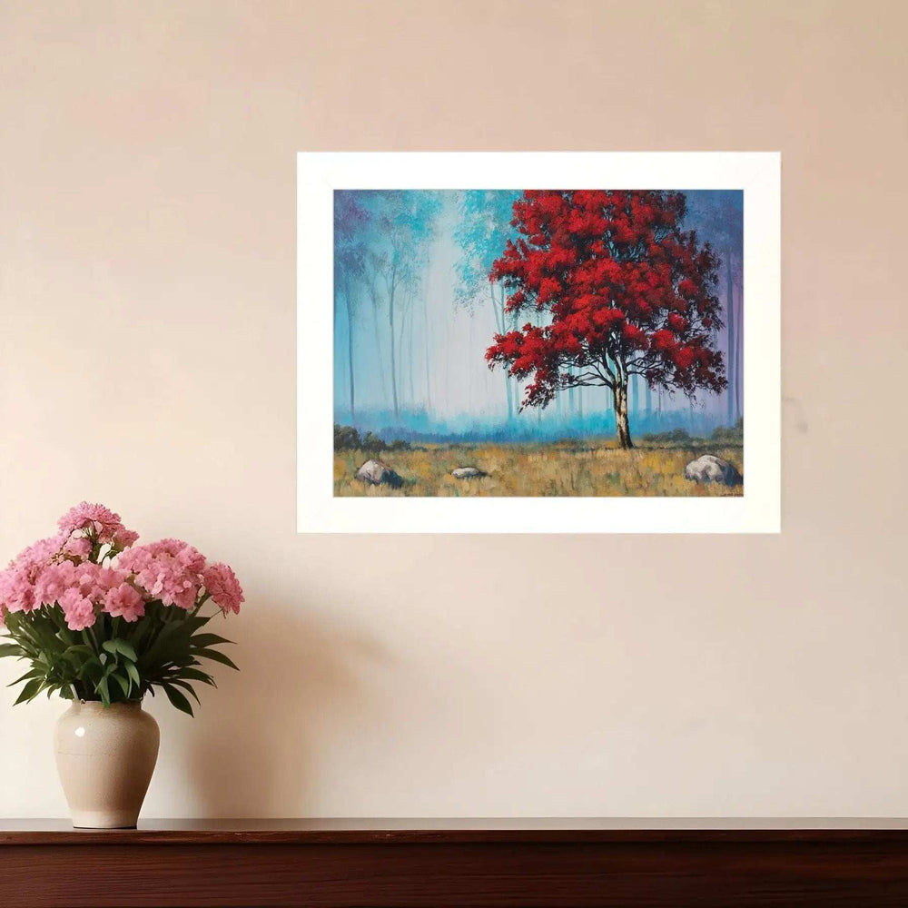 Red Tree 3 White Framed Print Wall Art - Homeroots - Flyclothing LLC
