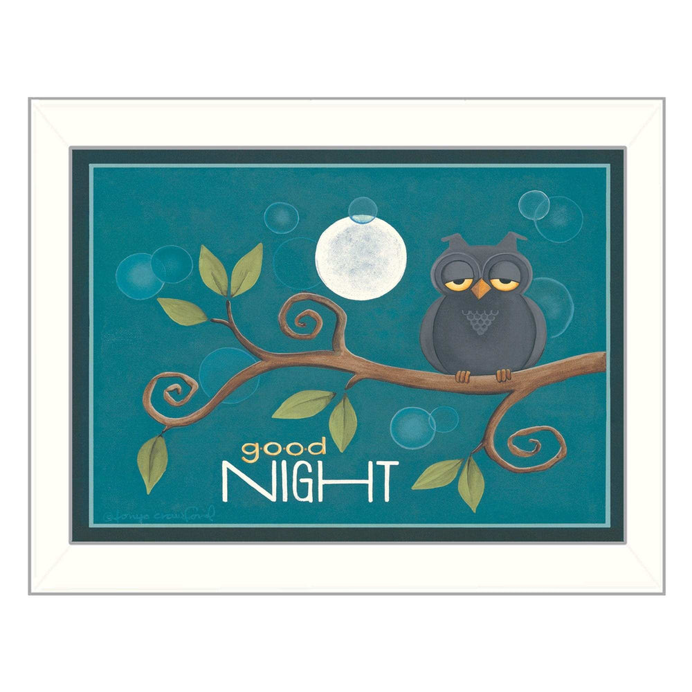 Good Night White Framed Print Wall Art - Homeroots - Flyclothing LLC