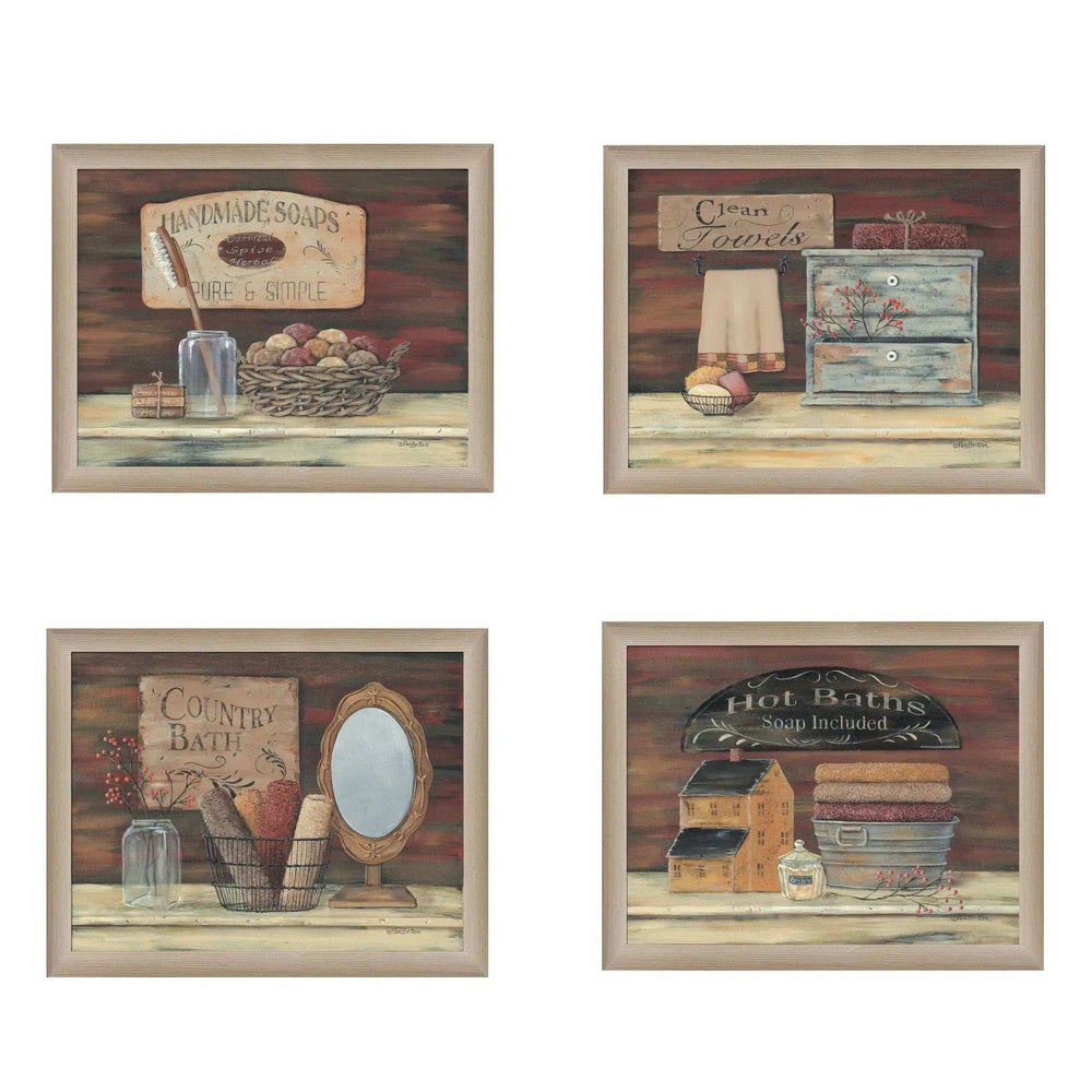Set Of Four Bathroom COLLECTION I 1 Brown Framed Print Bathroom Wall Art - Homeroots - Flyclothing LLC
