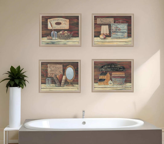 Set Of Four Bathroom COLLECTION I 1 Brown Framed Print Bathroom Wall Art - Homeroots - Flyclothing LLC
