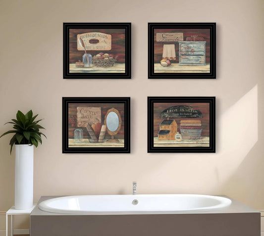 Set Of Four Bathroom COLLECTION I 2 Black Framed Print Bathroom Wall Art - Homeroots - Flyclothing LLC