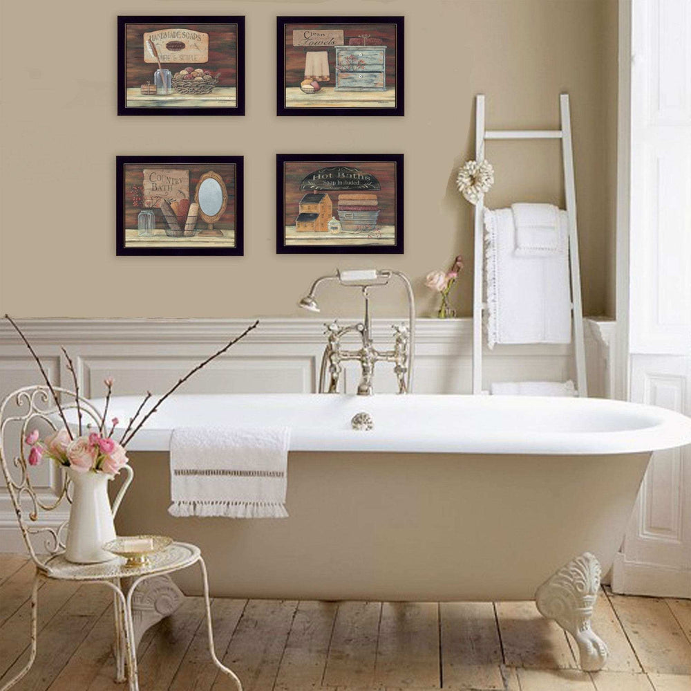 Set Of Four Bathroom COLLECTION I 3 Black Framed Print Bathroom Wall Art - Homeroots - Flyclothing LLC