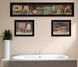 Set Of Three COUNTRY BATH II 5 Black Framed Print Bathroom Wall Art - Homeroots - Flyclothing LLC