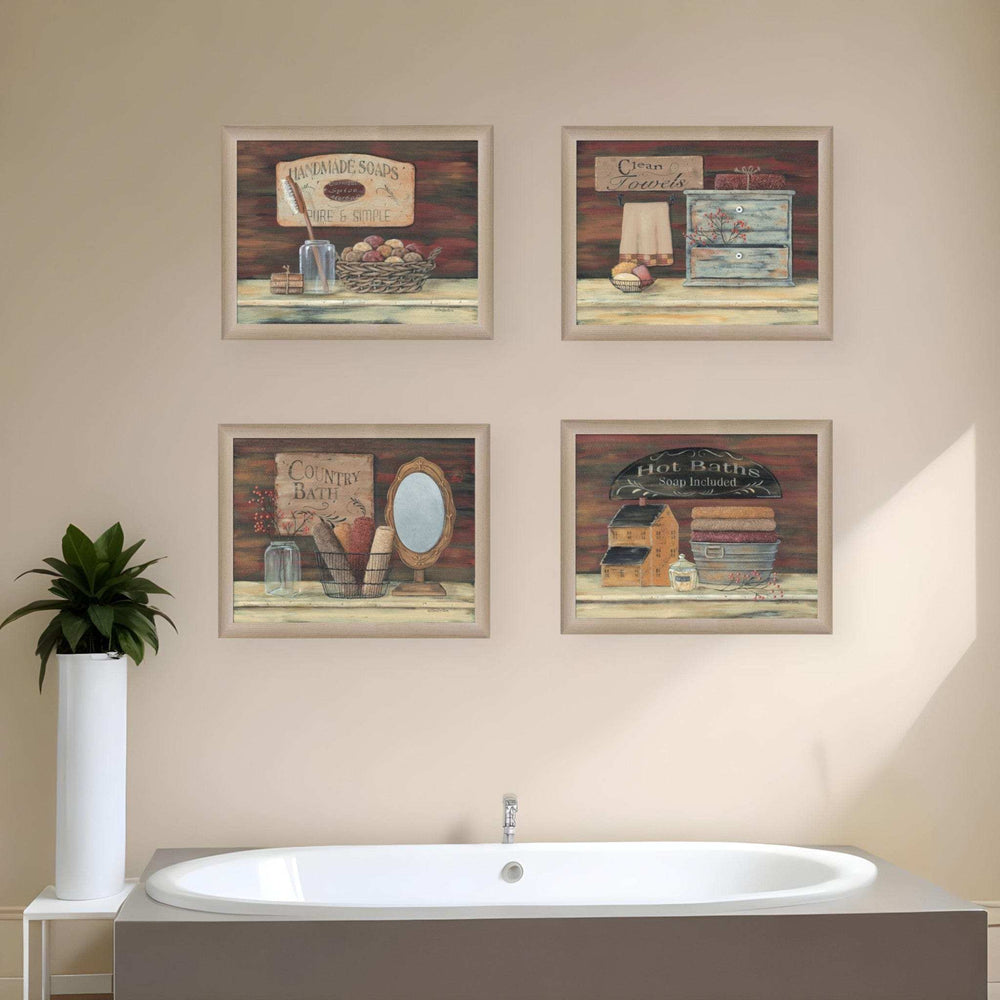 Set Of Four Bathroom II Brown Framed Print Bathroom Wall Art - Homeroots - Flyclothing LLC