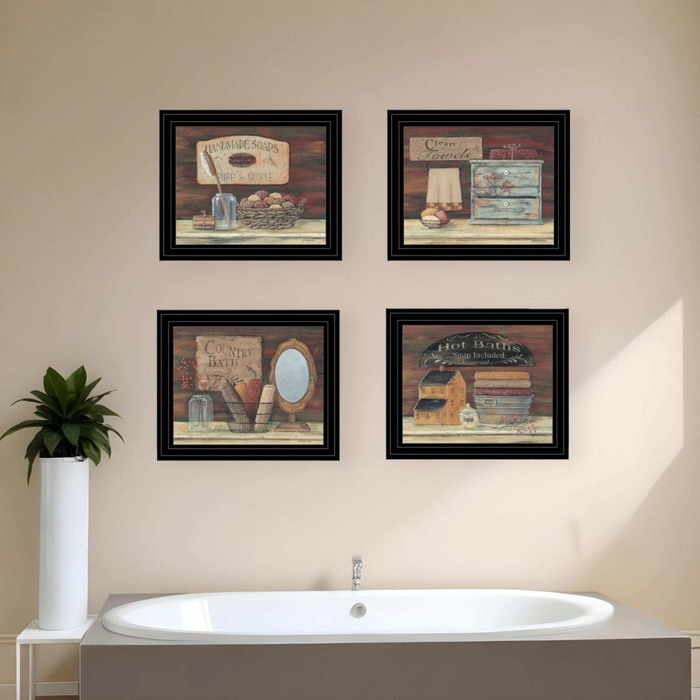 Set Of Four Bathroom Collection II 1 Black Framed Print Bathroom Wall Art - Homeroots - Flyclothing LLC