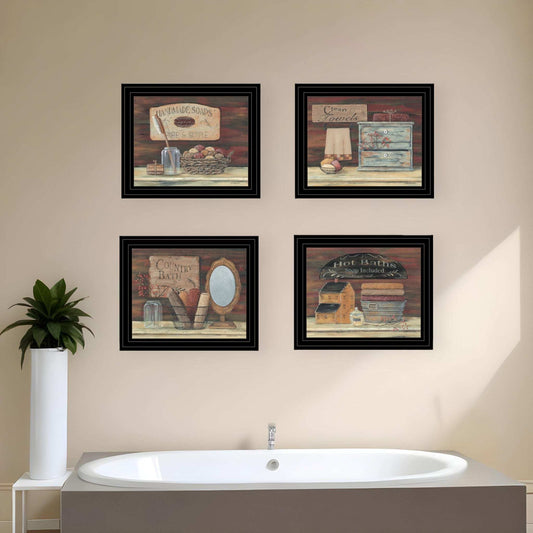Set Of Four Bathroom Collection II 1 Black Framed Print Bathroom Wall Art - Homeroots - Flyclothing LLC