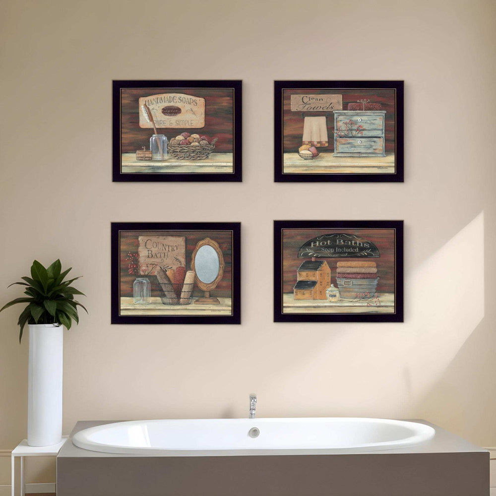 Set Of Four Bathroom Collection II 2 Black Framed Print Bathroom Wall Art - Homeroots - Flyclothing LLC