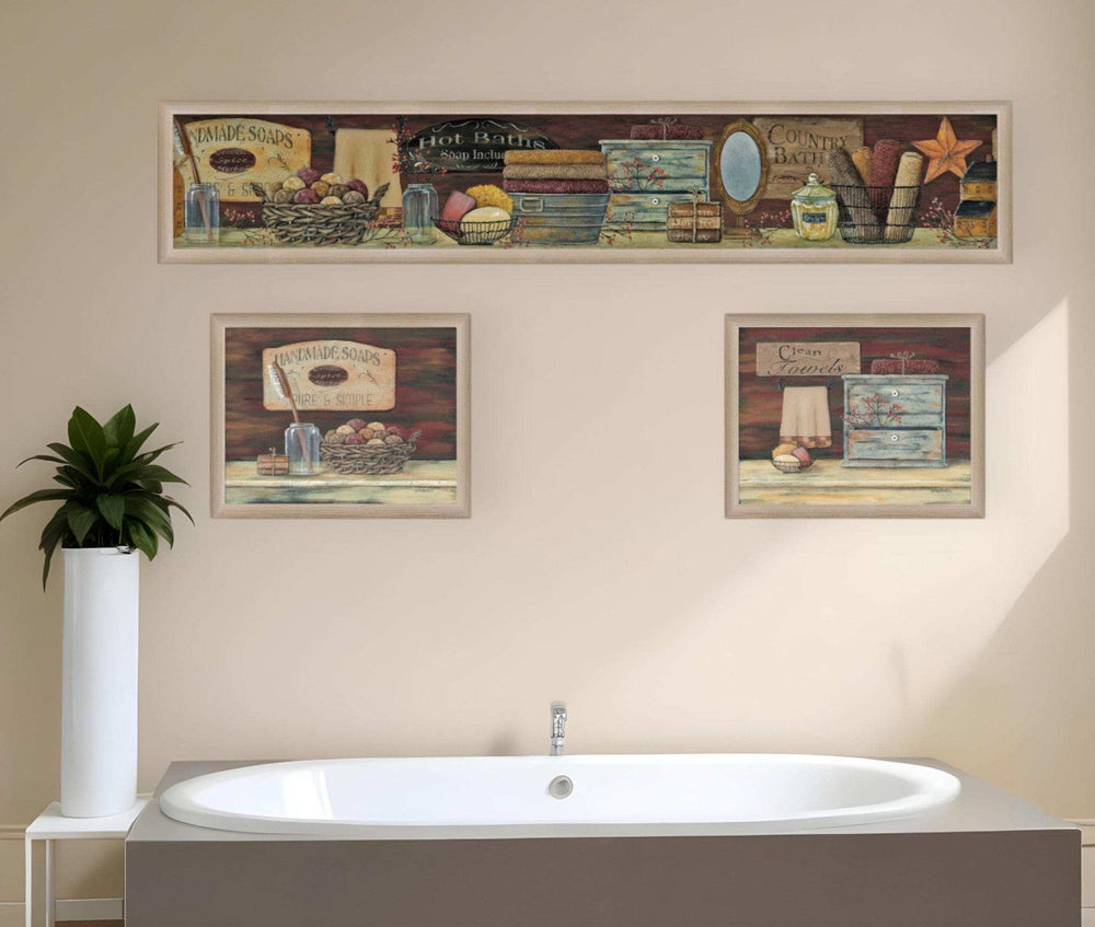 Set Of Three Country Bath I 2 Brown Framed Print Bathroom Wall Art - Homeroots - Flyclothing LLC
