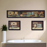 Set Of Three COUNTRY BATH 1 3 Black Framed Print Bathroom Wall Art - Homeroots - Flyclothing LLC