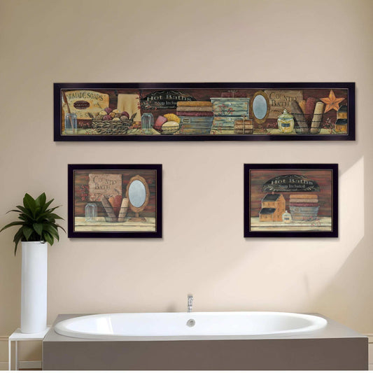 Set Of Three Country Bath 11 Black Framed Print Bathroom Wall Art - Homeroots - Flyclothing LLC