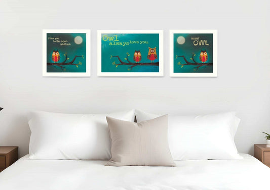 Set Of Three Owls II White Framed Print Wall Art - Homeroots - Flyclothing LLC