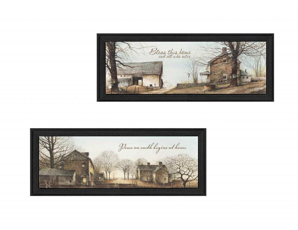 Set Of Two Farms Black Framed Print Wall Art - Homeroots - Flyclothing LLC
