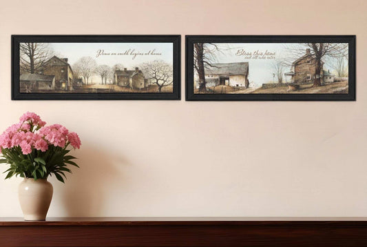Set Of Two Farms Black Framed Print Wall Art - Homeroots - Flyclothing LLC