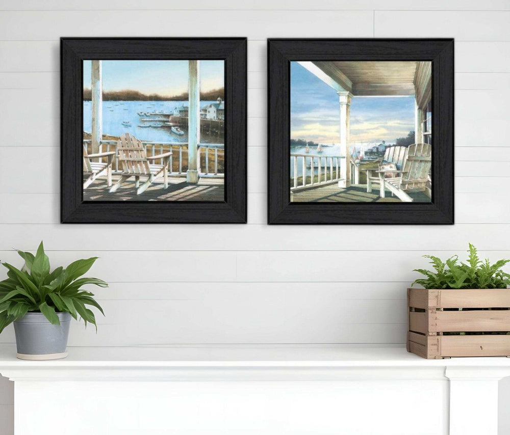 Set Of Two Lake Side Black Framed Print Wall Art - Homeroots - Flyclothing LLC