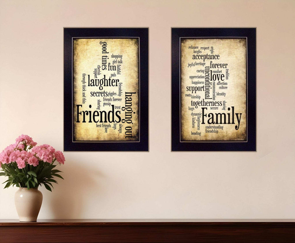 Set Of Two Friends and Family Black Framed Print Wall Art - Homeroots - Flyclothing LLC