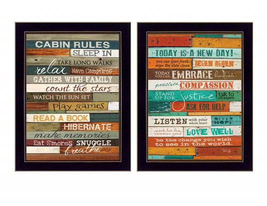 Set Of Two Wood Plank Black Framed Print Wall Art - Homeroots - Flyclothing LLC