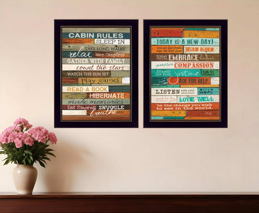 Set Of Two Wood Plank Black Framed Print Wall Art - Homeroots - Flyclothing LLC