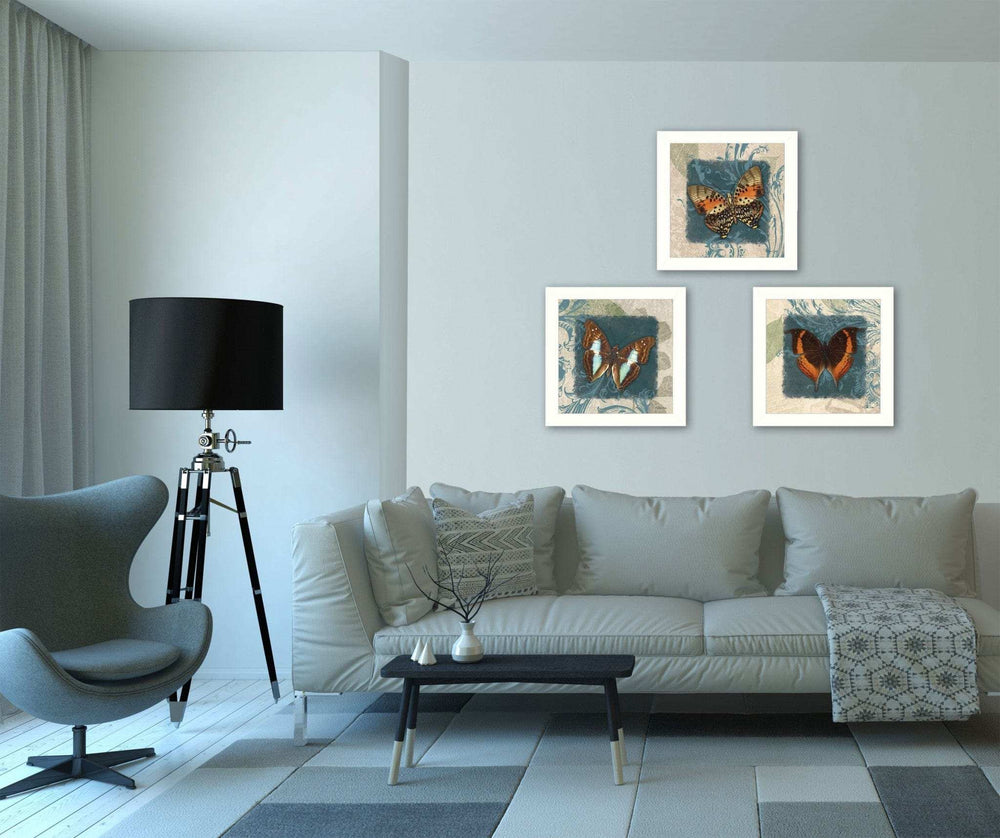 Set Of Three Butterflies White Framed Print Wall Art - Homeroots - Flyclothing LLC