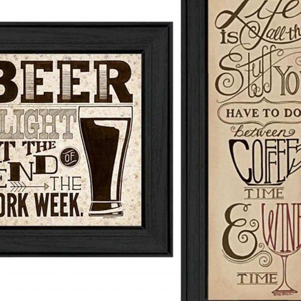 Set Of Three Beer Time Black Framed Print Wall Art - Homeroots - Flyclothing LLC