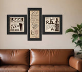 Set Of Three Beer Time Black Framed Print Wall Art - Homeroots - Flyclothing LLC